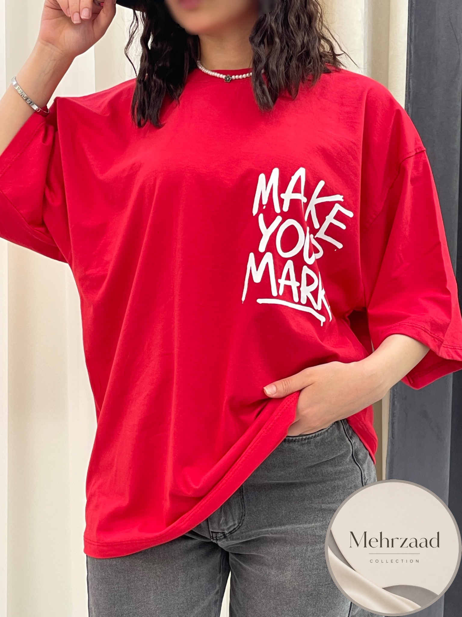 تیشرت باکسی طرح Make your mark