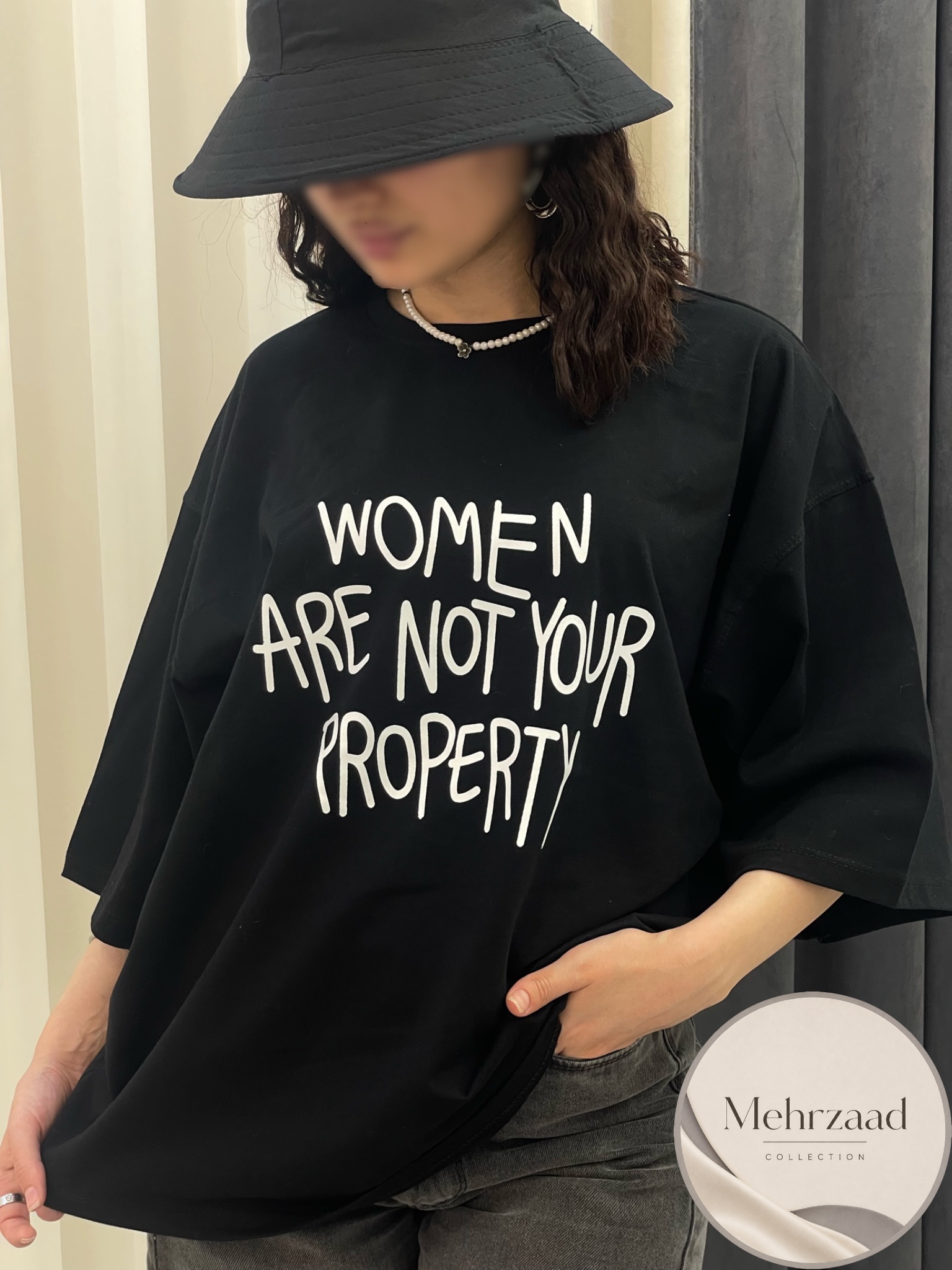 تیشرت باکسی طرح Women is not your property